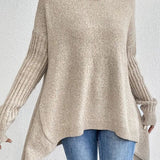 Bridget | Blue Longline Roll-Neck Jumper