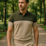 Caspar | Black and Tan Colour-Block Polo