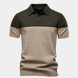 Caspar | Black and Tan Colour-Block Polo