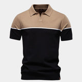 Caspar | Black and Tan Colour-Block Polo