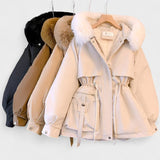 Cecily | Ivory Faux-Fur Trim Winter Jacket