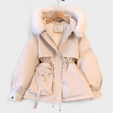 Cecily | Ivory Faux-Fur Trim Winter Jacket
