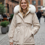 Cecily | Ivory Faux-Fur Trim Winter Jacket
