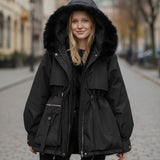 Cecily | Ivory Faux-Fur Trim Winter Jacket