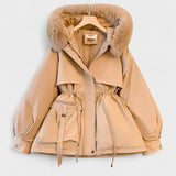 Cecily | Ivory Faux-Fur Trim Winter Jacket