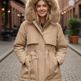 Cecily | Ivory Faux-Fur Trim Winter Jacket