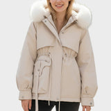 Cecily | Ivory Faux-Fur Trim Winter Jacket