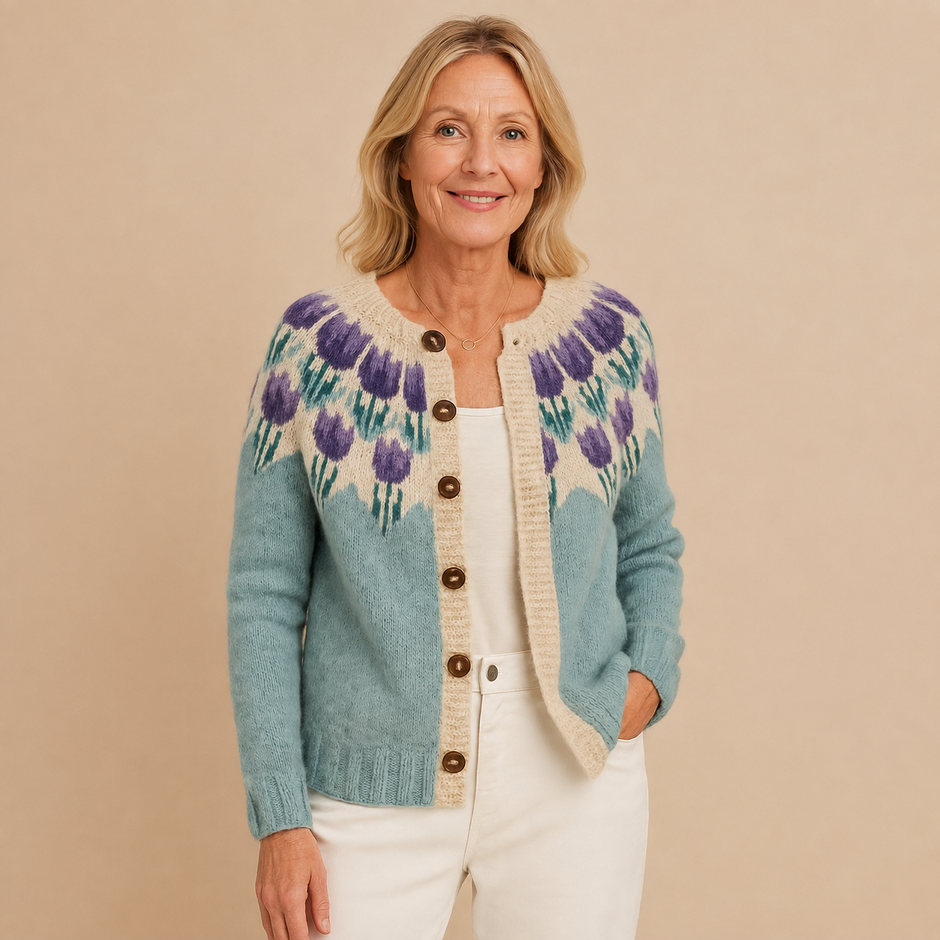 Barbara | Turquoise Pastel Pattern Cardigan
