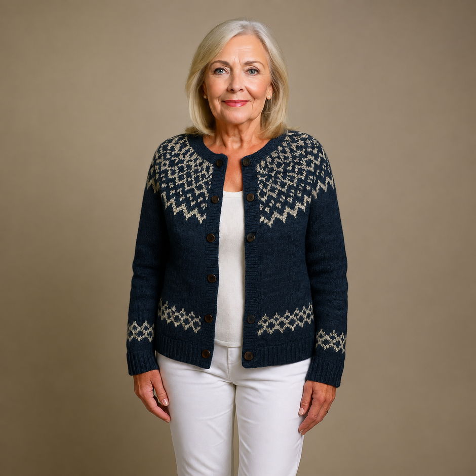 Sandra | Navy Nordic-Inspired Cardigan