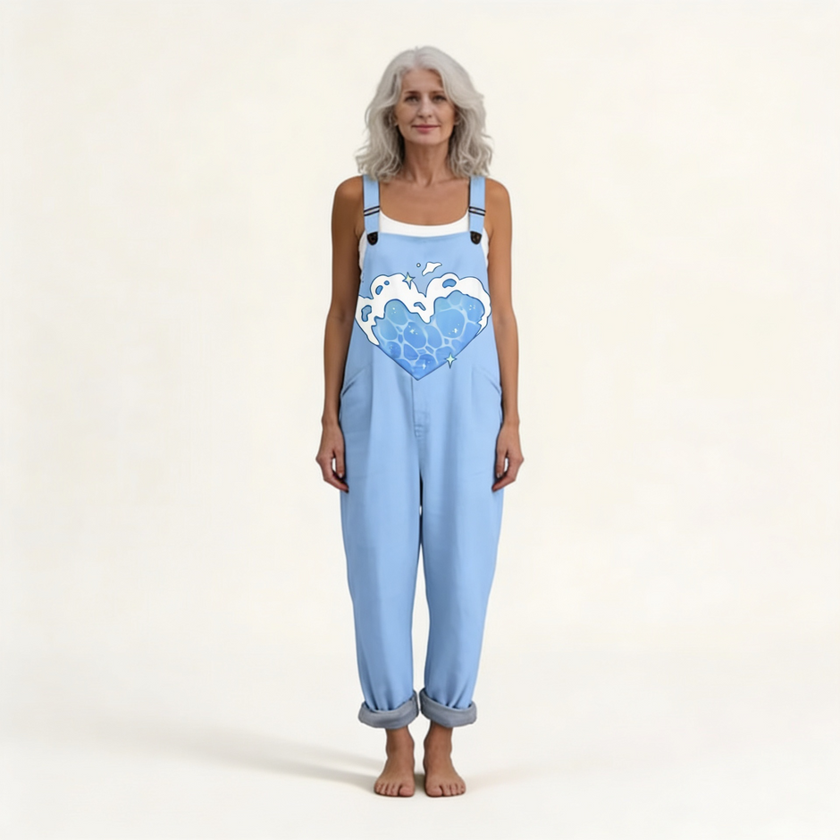 Jane | Pale Blue Heart Dungarees