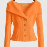 Clarissa | Fuchsia Collared Ribbed Cardigan