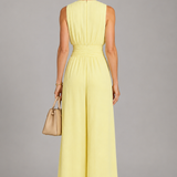 Erica | Pale Yellow Wide-Leg Jumpsuit