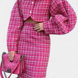 Ella | Pink Check Jacket & Trouser Set