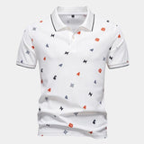 Edgar | White Printed Polo Shirt