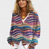 Fran | Multicolour Striped V-Neck Cardigan