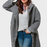 Freya | Raspberry Hooded Mid-Length Coat