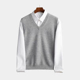 Gabriel | Taupe V-Neck Sleeveless Jumper