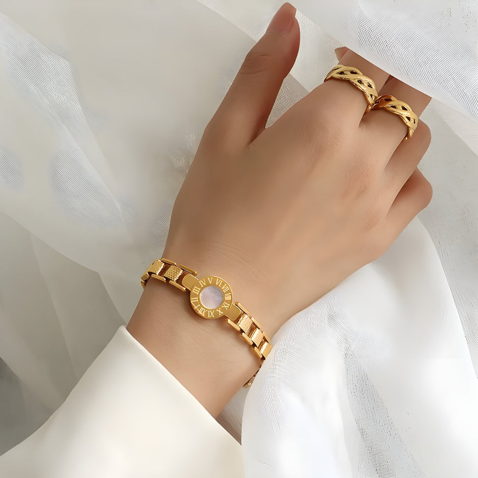 Rowan | Round Stone Link Bracelet