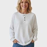 Heather | Orange Waffle-Knit Henley Jumper