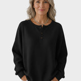 Heather | Orange Waffle-Knit Henley Jumper