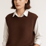 Jean | Brown Sleeveless Knitted Tank Top