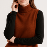 Joanne | Rust Sleeveless Roll-Neck Knit Top