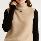 Joanne | Rust Sleeveless Roll-Neck Knit Top