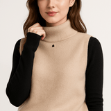 Joanne | Rust Sleeveless Roll-Neck Knit Top