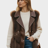 Catrin | Cream Faux-Fur Gilet