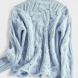 Kay | Blue Cable-Knit Roll-Neck Jumper