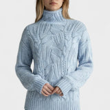Kay | Blue Cable-Knit Roll-Neck Jumper