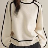 Lara | Cream Contrast-Trim Jumper