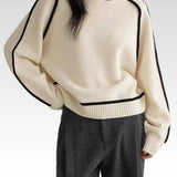Lara | Cream Contrast-Trim Jumper