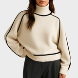 Lara | Cream Contrast-Trim Jumper