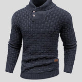 Laurie | Black Textured Button-Neck Jumper