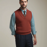 Lachlan | Green V-Neck Sleeveless Jumper