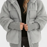 Lena | Camel Hooded Teddy Puffer Jacket