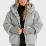 Lena | Camel Hooded Teddy Puffer Jacket