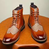 Leonard | Tan Brogue Lace-Up Boots