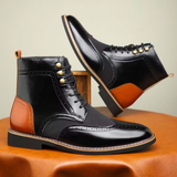 Leonard | Tan Brogue Lace-Up Boots