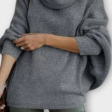 Olivia | Beige Relaxed Funnel-Neck Jumper