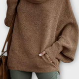 Olivia | Beige Relaxed Funnel-Neck Jumper