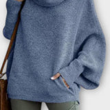 Olivia | Beige Relaxed Funnel-Neck Jumper