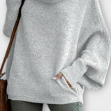 Olivia | Beige Relaxed Funnel-Neck Jumper