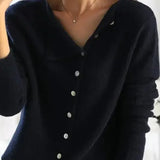 Maya | Charcoal Soft-Knit V-Neck Cardigan