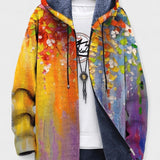 Michaela | Golden Floral Hooded Zip Jacket