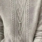 Millie | Blue Cable-Knit High-Neck Jumper
