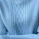 Millie | Blue Cable-Knit High-Neck Jumper