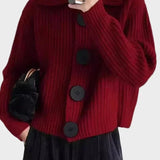 Millie | Burgundy Chunky Collared Cardigan