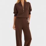 Nellie | Zip-Neck Knit Top & Trouser Set